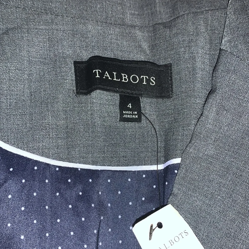 Talbots Wool 2 Button Grey Blazer Jacket Size 4 NWT